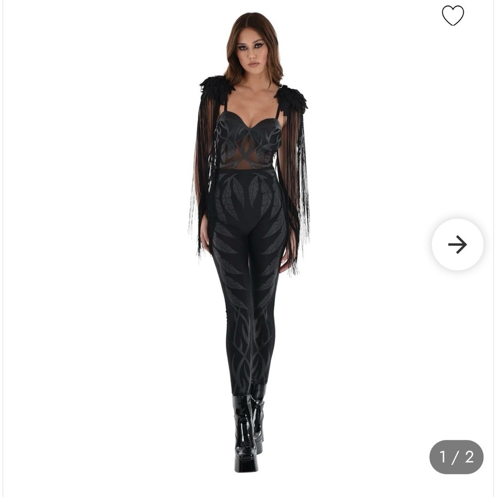 Elegant Black Jumpsuit with Fringe Details